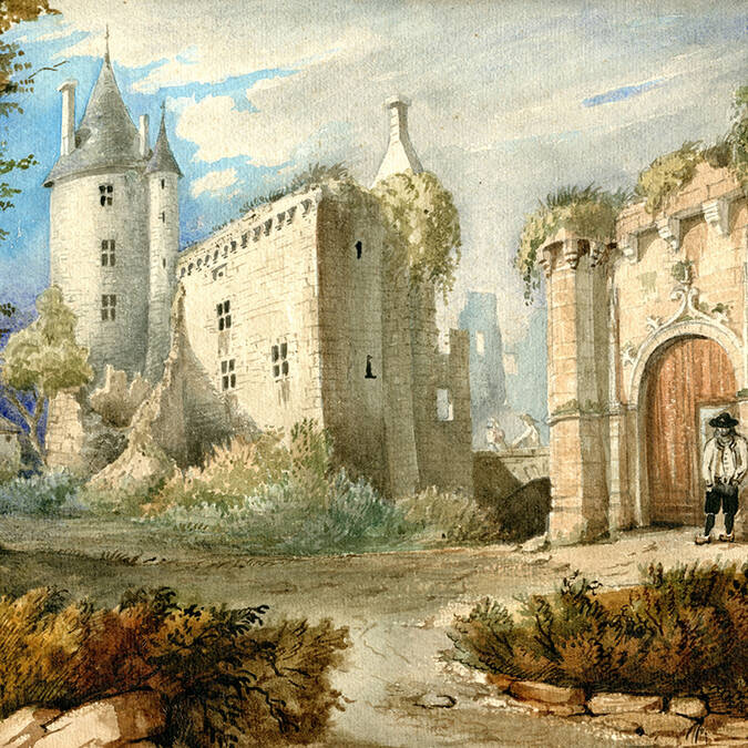 Aquarelle T. Le Puillon de Boblaye vers 1830 © Archives de la Société polymathique du Morbihan