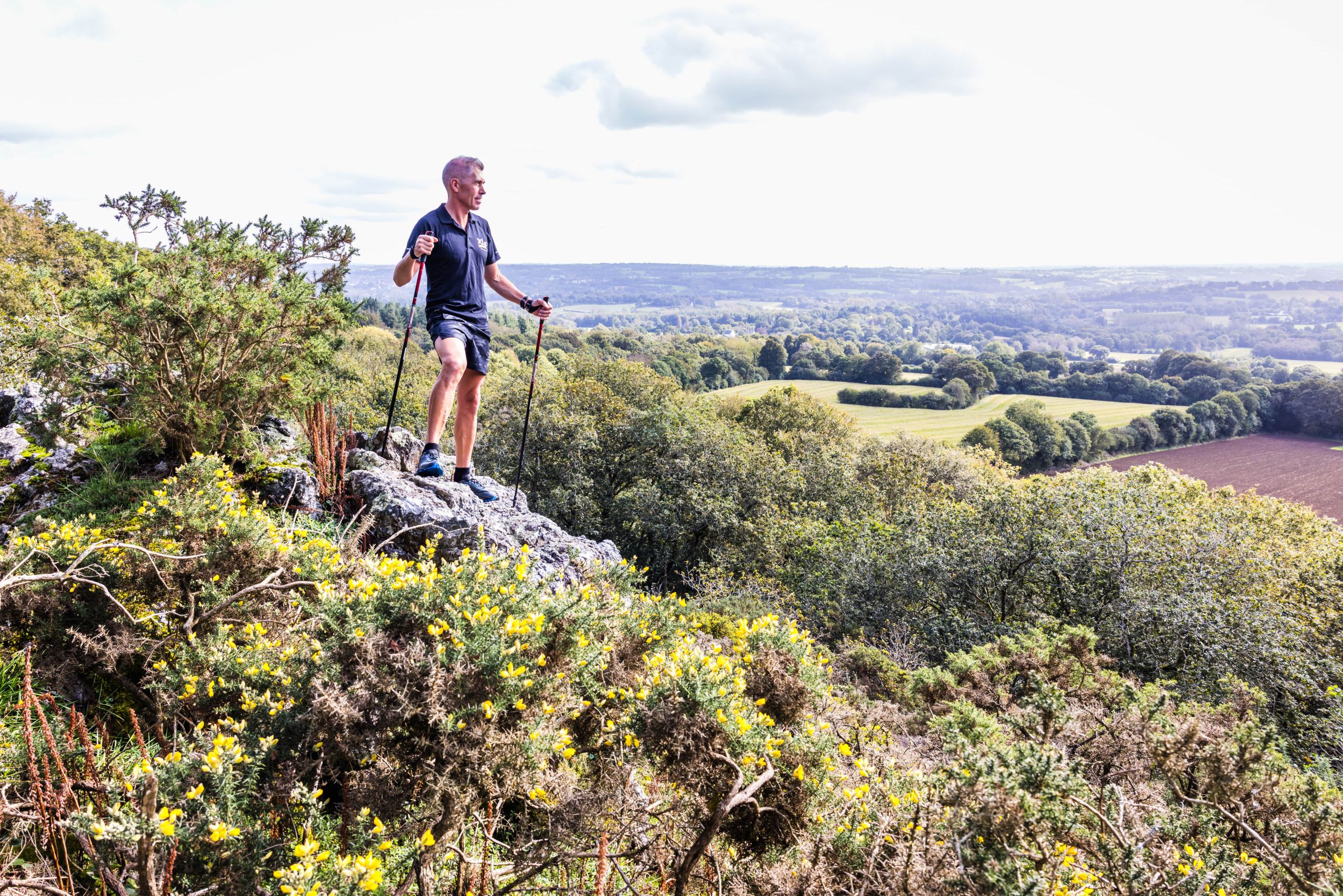 Xavier Le Floch looks to the horizon from the mountains of Gourin